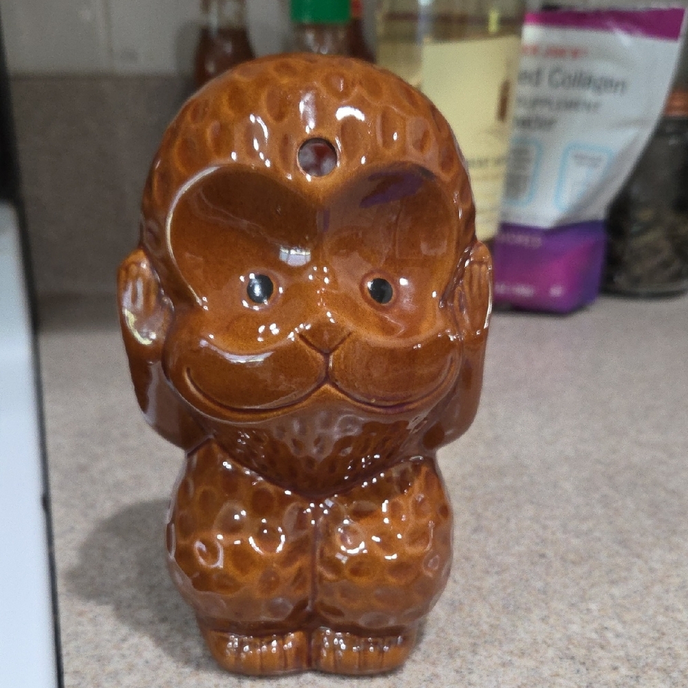 Brown Ceramic Monkey Figurine